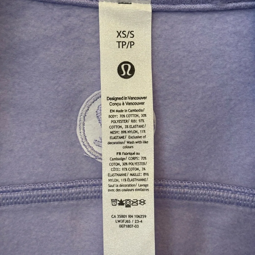 NWT!🍋Lululemon Scuba Oversized Funnel Neck Half Zip🍋X-Small/Small. Lilac Smoke - Picture 13 of 15